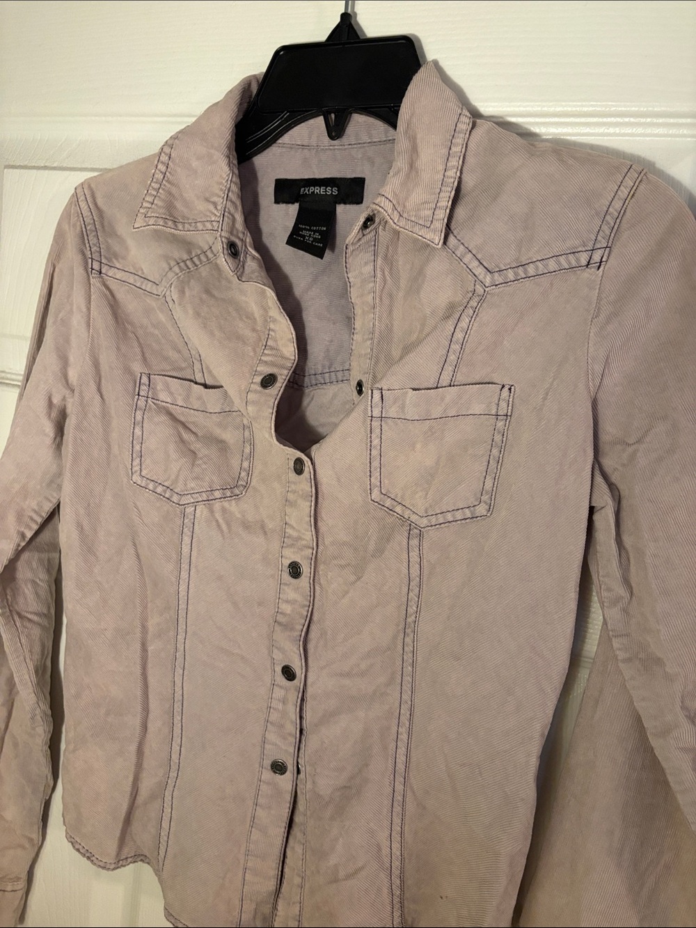 Express Women's Light Mauve Button-Front Corduroy